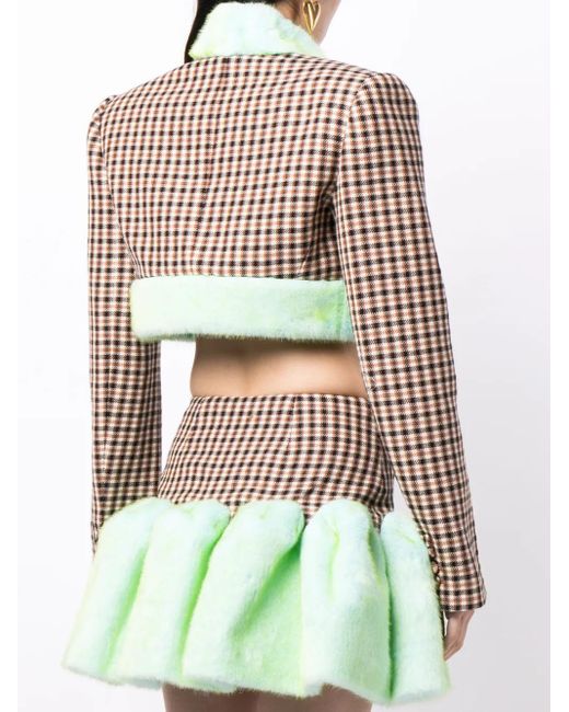 Area Black Cropped-Jacke Mit Faux Fur