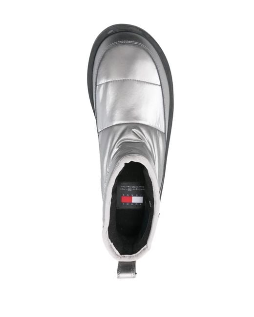 Tommy Hilfiger Gray Padded Flatform Rain Boots