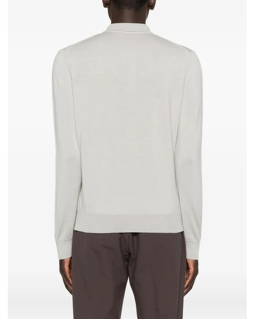 Corneliani White Long-Sleeve Polo Shirt for men