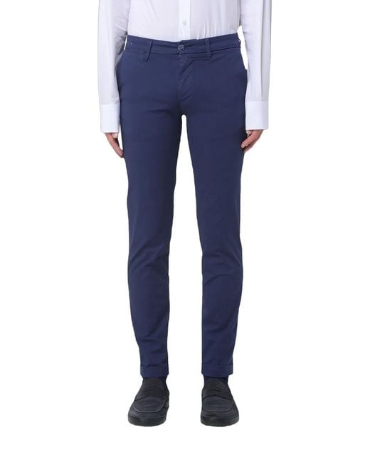 Re-hash Blue Stretch-Cotton Chino Trousers for men