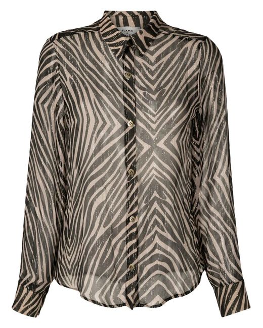 Amir Slama Black Zebra-Print Silk Shirt