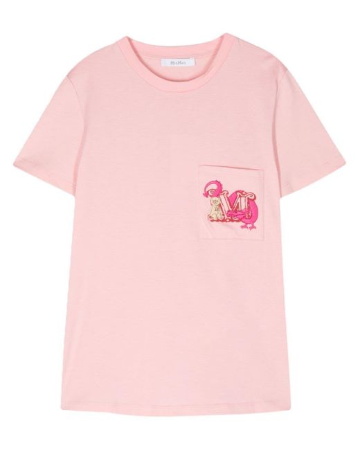 Max Mara Pink T-Shirt mit Monogramm-Print