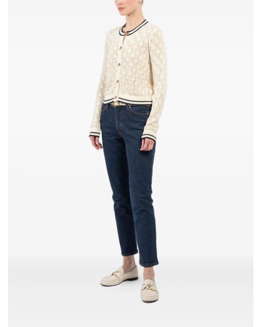 FRAME Natural Pointelle-Knit Cardigan