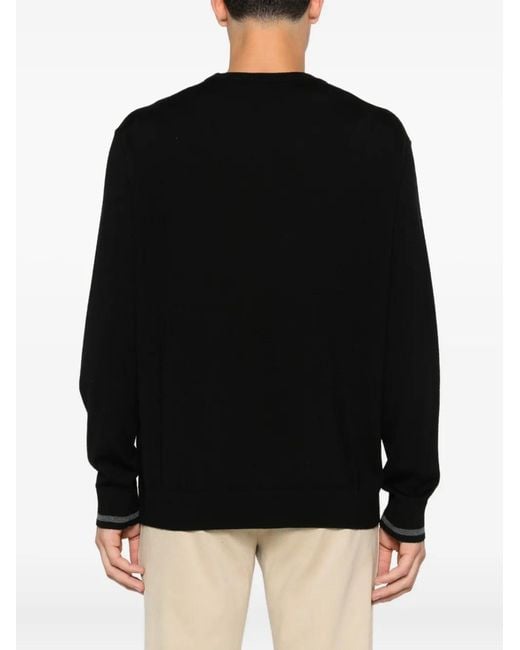 Iceberg Black Logo-Embroidered Wool Sweater for men