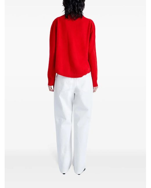 Proenza Schouler Red Intarsia Knit-Logo Merino-Wool Jumper