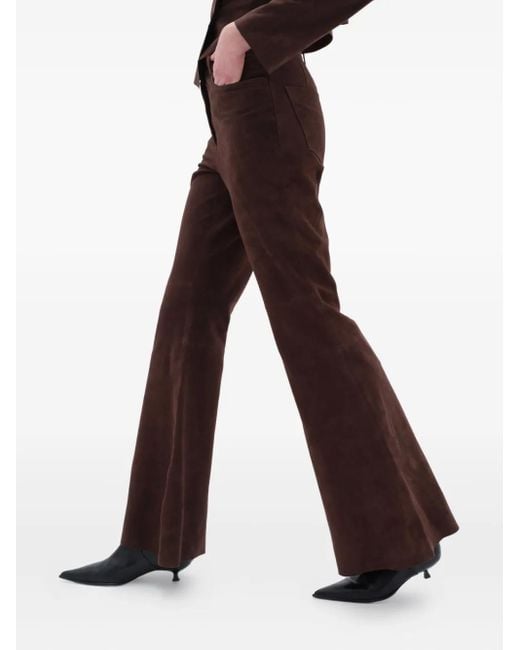 Remain Brown Flared Suede Trousers