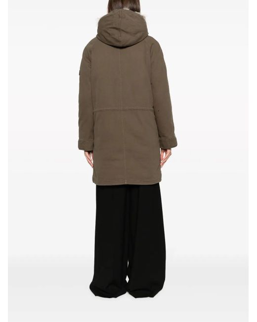 Yves Salomon Green Shearling-Trim Hooded Parka