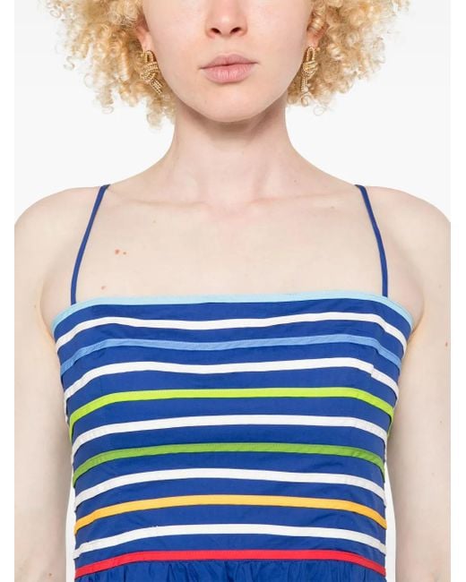 Farm Rio Blue Striped Maxi Dress