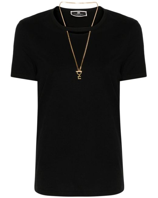 Elisabetta Franchi Black Necklace Detail T-Shirt
