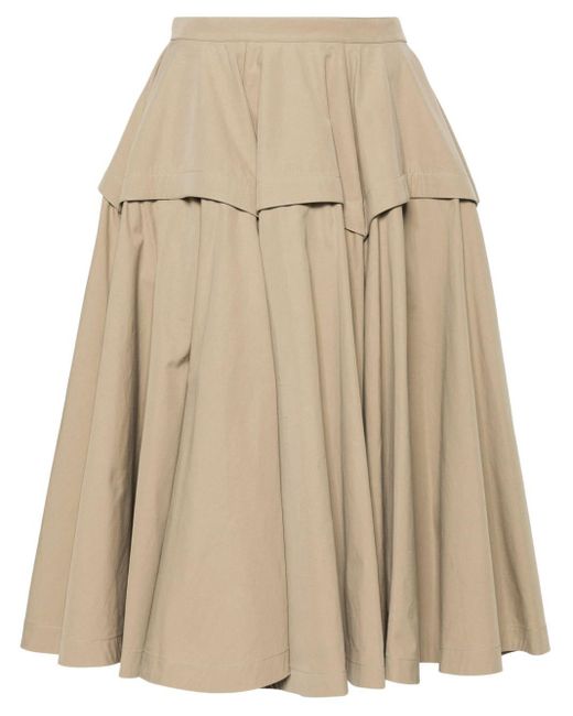 Bottega Veneta Pleated Midi Skirt Natural