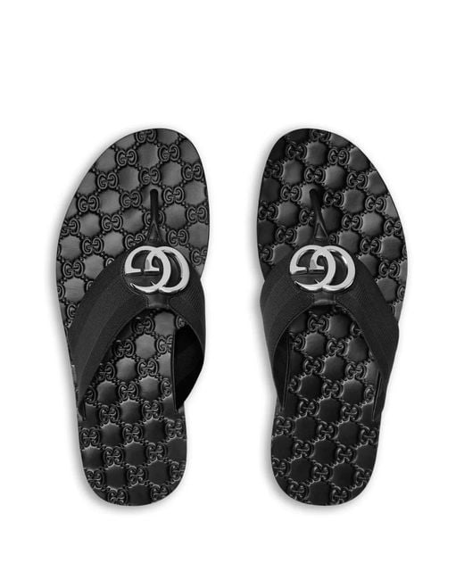 Gucci Black Riviera Thong Sandals for men