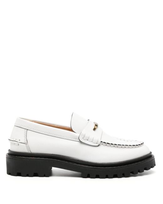 Isabel Marant White Frezza Leather Loafers