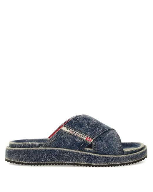 DIESEL クロスストラップ デニムサンダル Blue