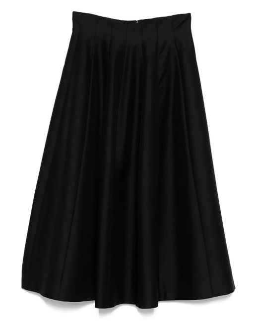 Alberta Ferretti Black Flared Midi Skirt