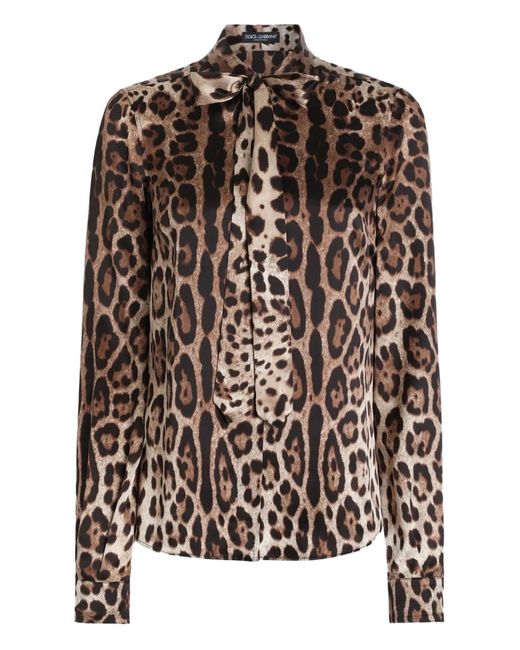 Dolce & Gabbana Brown Leopard-Print Blouse