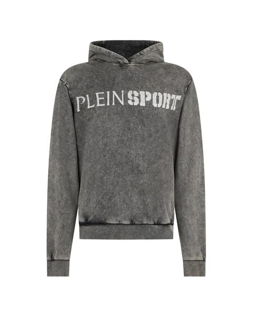 Philipp Plein Gray Washed-Effect Crackle-Print Hoodie for men