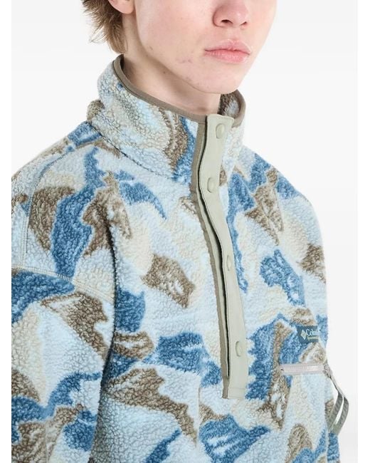 Columbia Blue Patterned Sherpa Sweatshirt for men