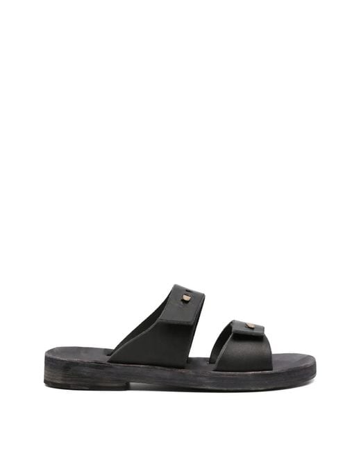 Ma+ Black Double-Strap Leather Sandals for men