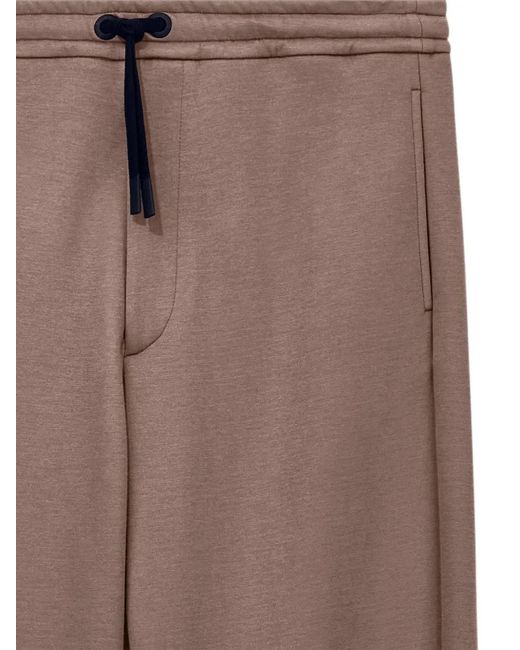 Giorgio Armani Brown Drawstring Logo-Patch Trousers for men