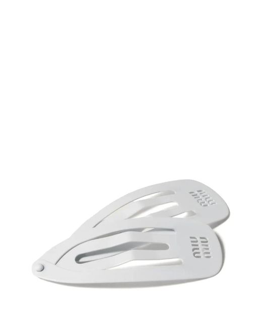 Miu Miu White Metal Hair Clips