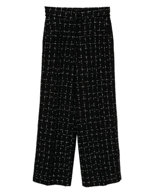 Karl Lagerfeld Black Logo-Print Boucle Trousers