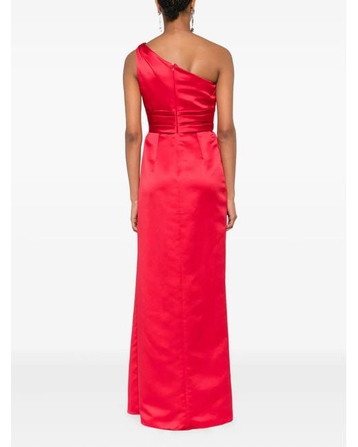 Nicole Miller Red One-Shoulder Satin Dress