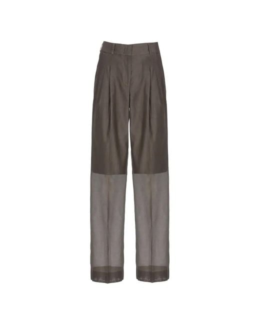 Peserico Gray Pantalon De Tailleur À Empiècement Transparent