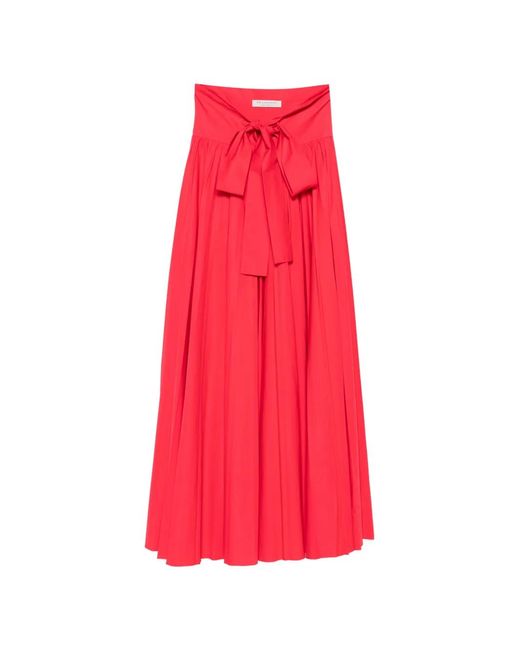 Philosophy Di Lorenzo Serafini Red Bow-Detail Pleated Maxi Skirt