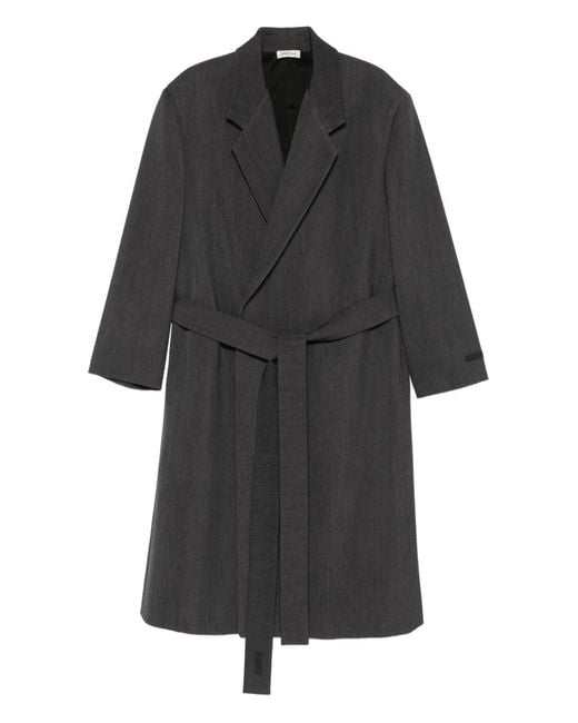 Fear Of God Black Detachable-Belt Coat for men