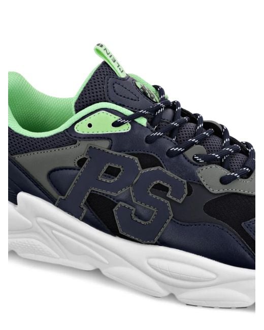 Philipp Plein Blue Lo-Top Logo-Patch Sneakers