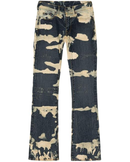 Stain Shade Blue Bleached Bootcut Jeans