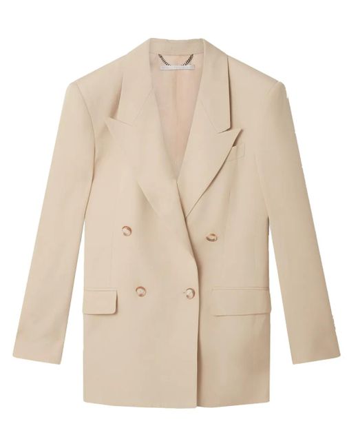 Stella McCartney Natural Neutral Double-breasted Blazer - Women's - Viscose/cupro