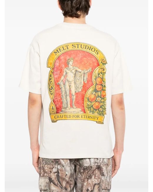 Melt White Graphic-Print T-Shirt for men