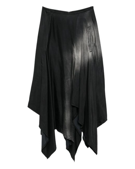 Yohji Yamamoto Black Asymmetrischer Midirock