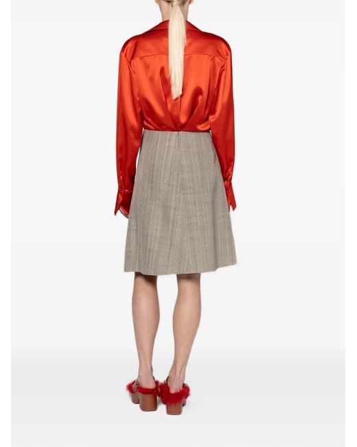 Roksanda Red Jana Wrap-Style Satin-Finish Blouse