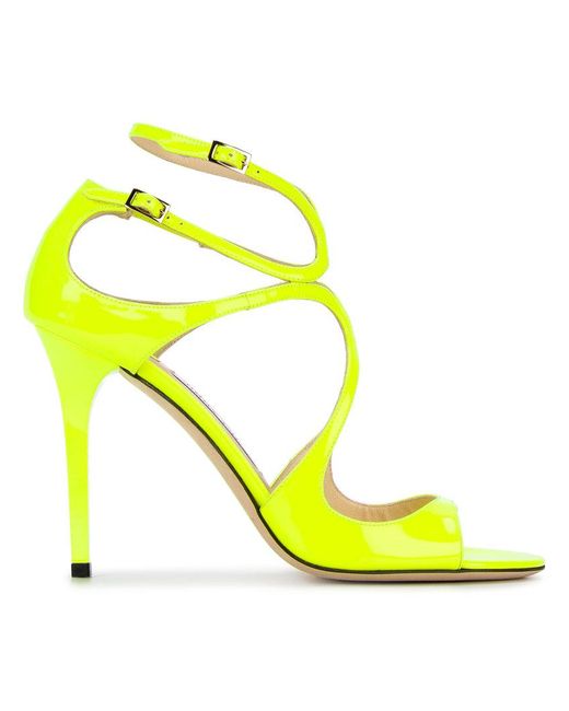 Jimmy Choo Lance Yellow Neon Patent Sandals