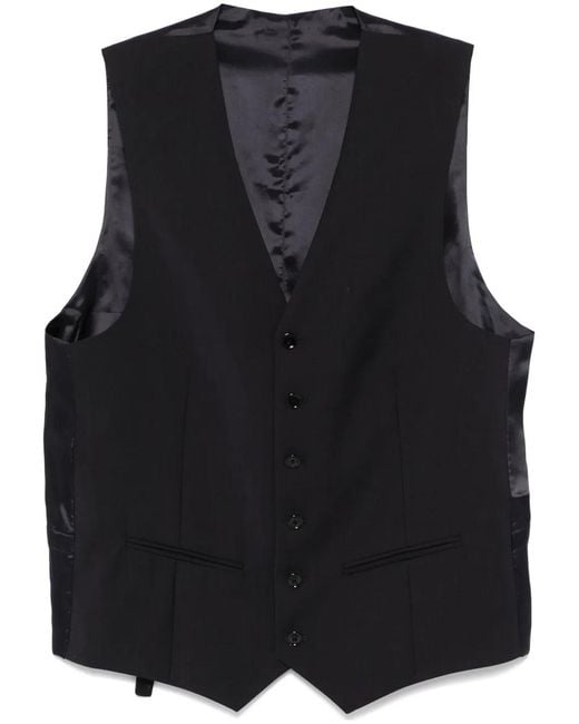 Fursac Black V-Neck Waistcoat for men