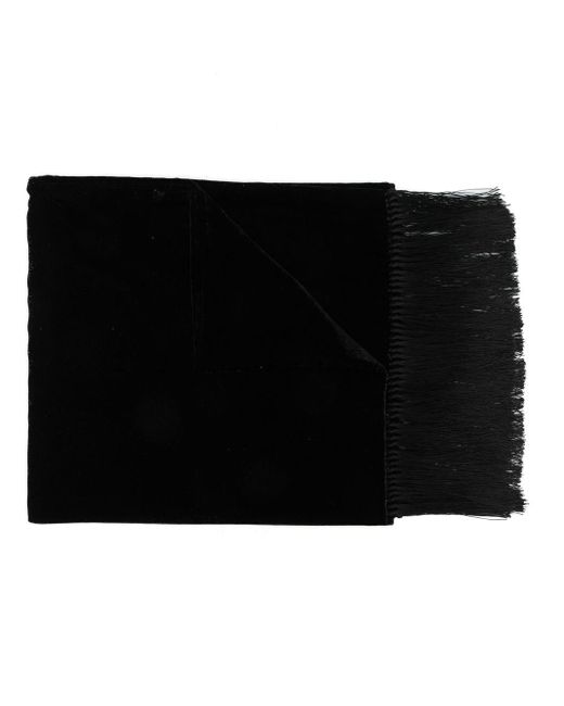 Saint Laurent Black Velvet-effect Fringe Scarf