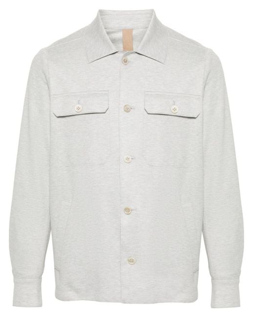 Eleventy White Mélange-effect Shirt Jacket for men