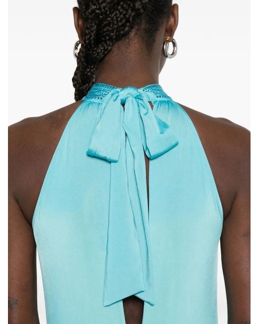 Blugirl Blumarine Blue Embellished Halterneck Maxi Dress