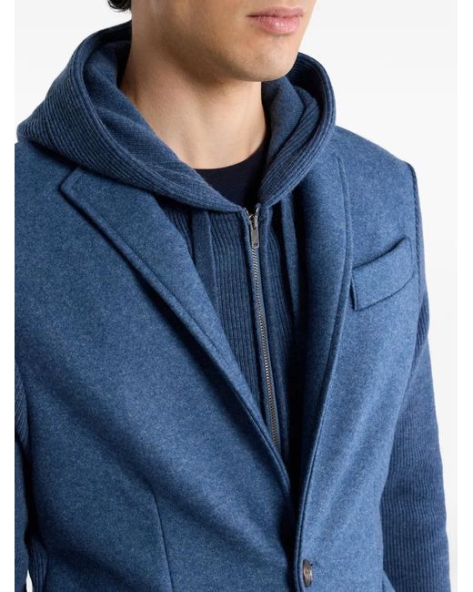 Etro Blue Wool Jacket With Removable Hood And Bib for men