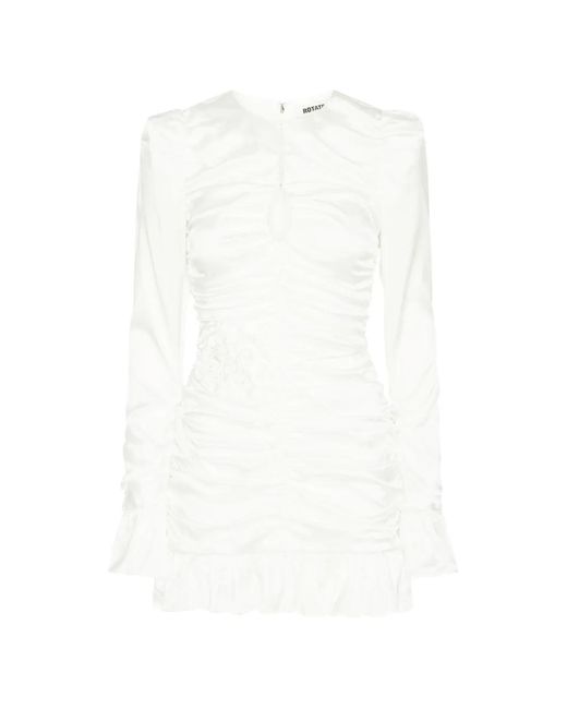ROTATE BIRGER CHRISTENSEN White Fitted Mini Dress With Round Neckline And Cut-Out Chest