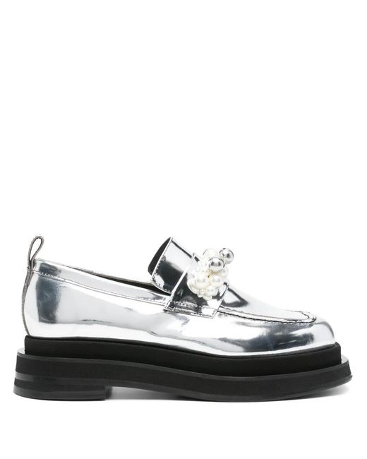 Simone Rocha White Heart Toe Platform Loafers