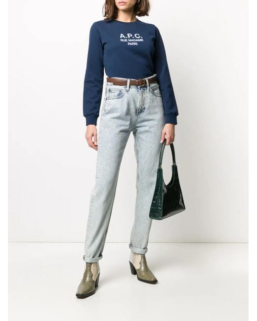 A.P.C. Blue Tina Logo-Embroidered Sweatshirt