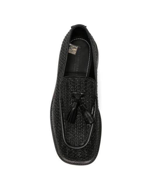 THE ANTIPODE Black Tassel-Detail Raffia Loafers for men