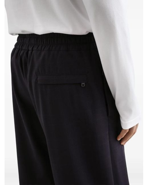 Dolce & Gabbana Blue Glen Plaid Virgin Wool Trousers for men