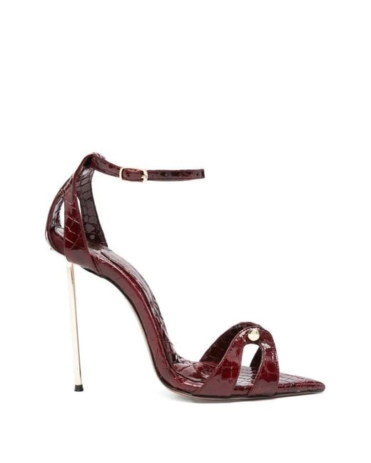 HARDOT Pink Croc-Effect Pointed-Toe Sandals