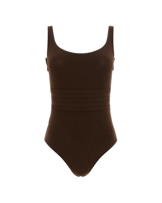 Eres Brown Asia Stitching-Detail Swimsuit