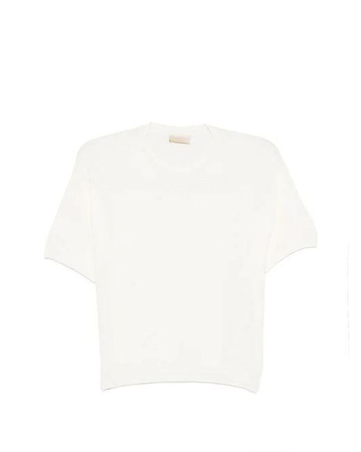 Momoní White Short-Sleeved Round-Neck Linen T-Shirt