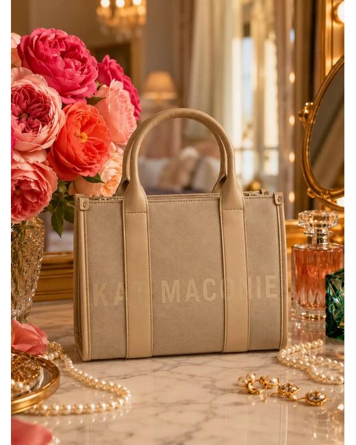 Kat Maconie Natural Small Bianca Logo-Print Tote Bag